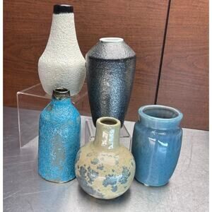 CB2 Bud Flower Vase Set Unique Mixed Lot Set Instant Art Decor Cream Teal Bronze